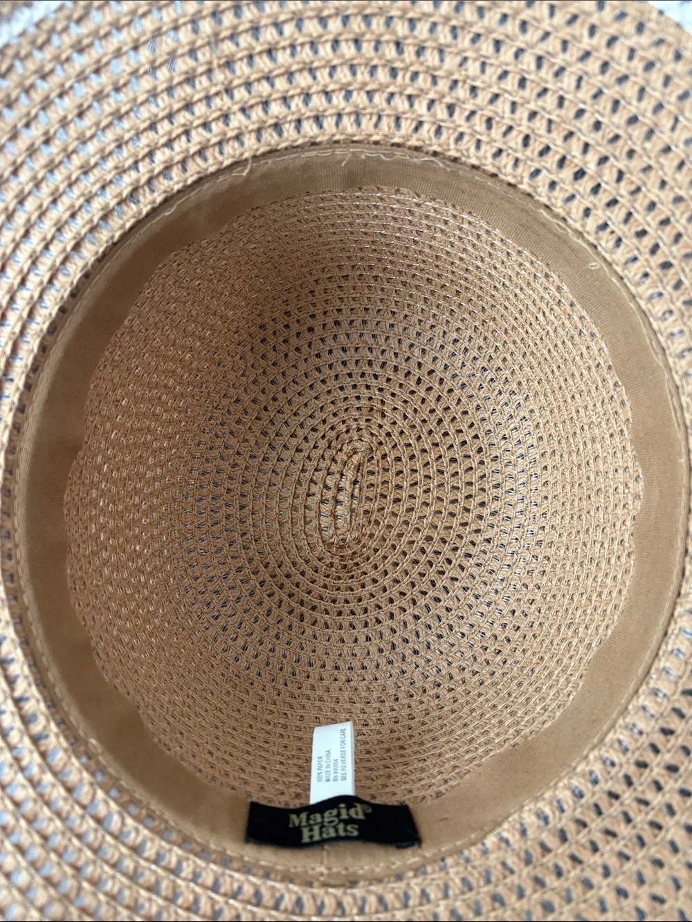 Magid Brown Straw Sun Hat with White Trim